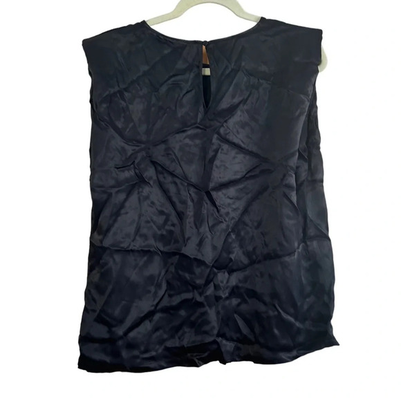 NWT LOST APRIL BLACK SATIN SHOULDER PAD BLOUSE - Picture 2 of 4